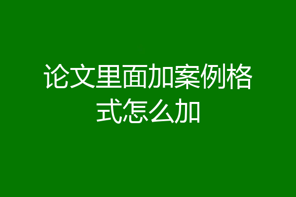 论文里面加案例格式怎么加