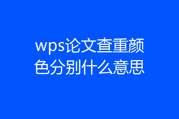 wps论文查重颜色分别什么意思