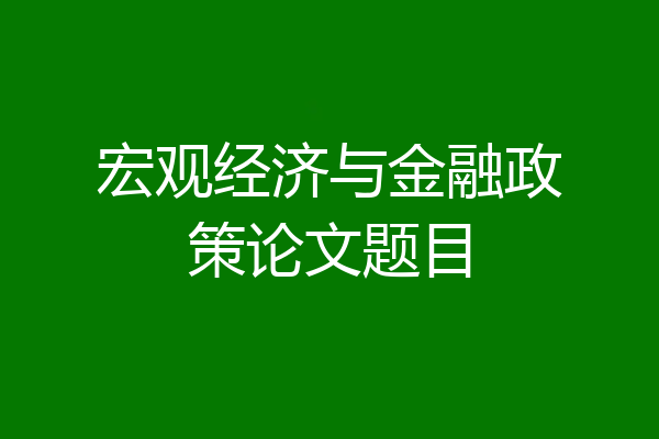 宏观经济与金融政策论文题目