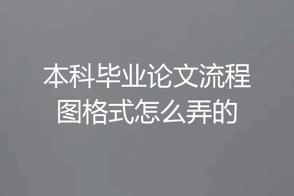 本科毕业论文流程图格式怎么弄的