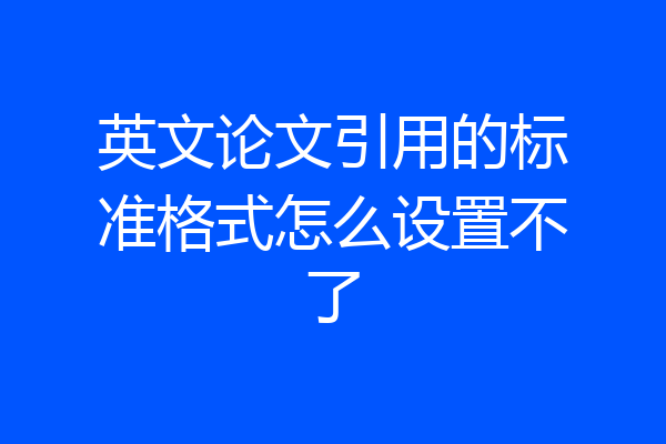 英文论文引用的标准格式怎么设置不了