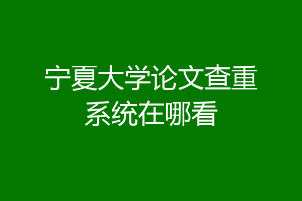 宁夏大学论文查重系统在哪看