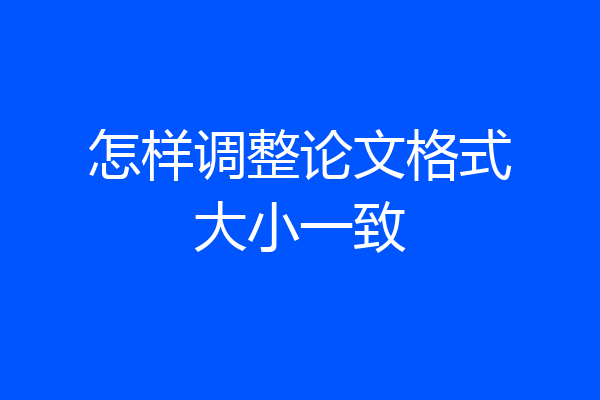 怎样调整论文格式大小一致