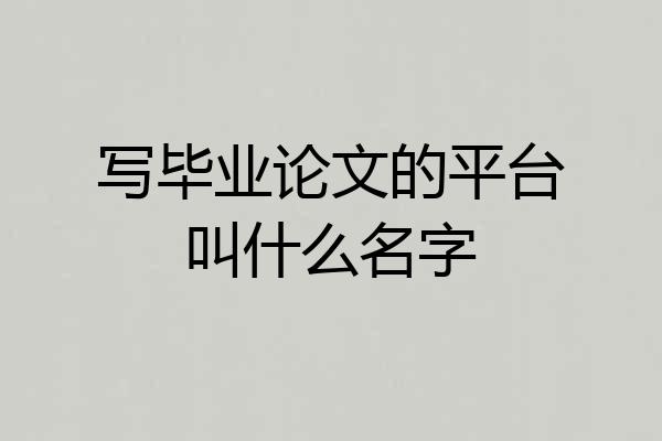 写毕业论文的平台叫什么名字