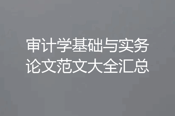 审计学基础与实务论文范文大全汇总