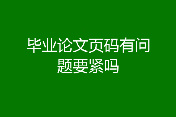 毕业论文页码有问题要紧吗