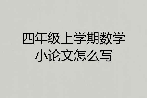 四年级上学期数学小论文怎么写