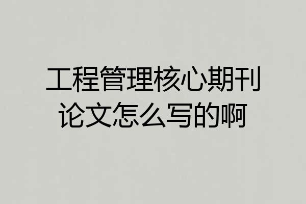 工程管理核心期刊论文怎么写的啊