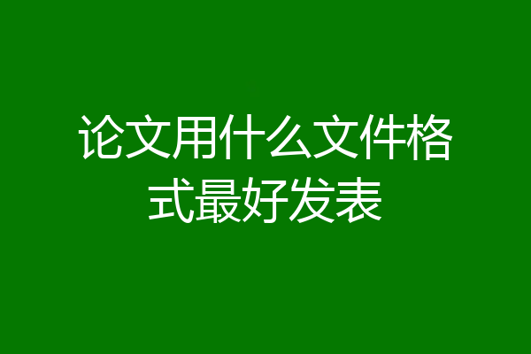 论文用什么文件格式最好发表
