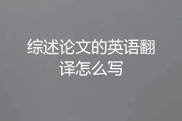 综述论文的英语翻译怎么写