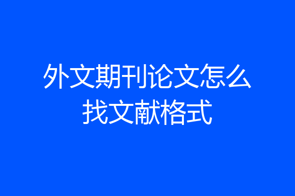 外文期刊论文怎么找文献格式