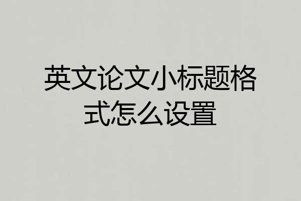 英文论文小标题格式怎么设置