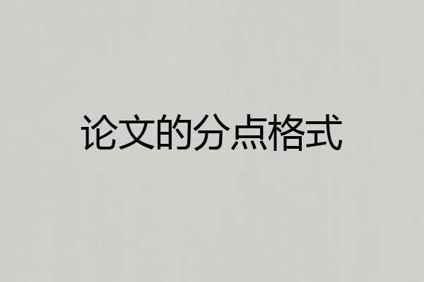 论文的分点格式