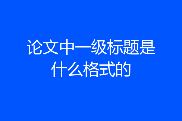 论文中一级标题是什么格式的