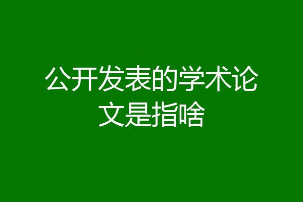 公开发表的学术论文是指啥