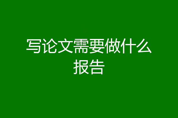 写论文需要做什么报告