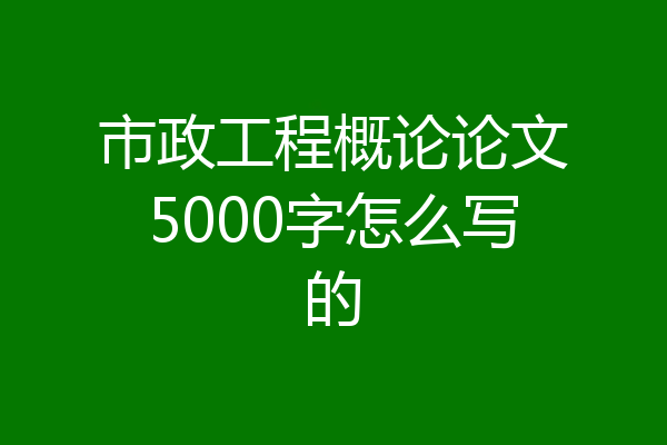 市政工程概论论文5000字怎么写的