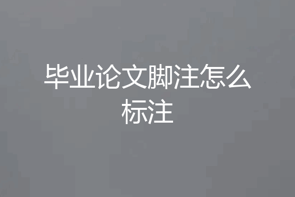毕业论文脚注怎么标注