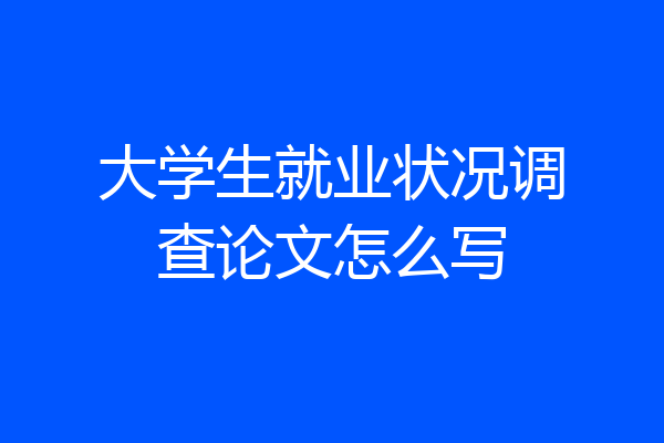 大学生就业状况调查论文怎么写