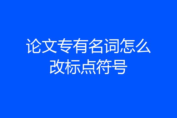 论文专有名词怎么改标点符号
