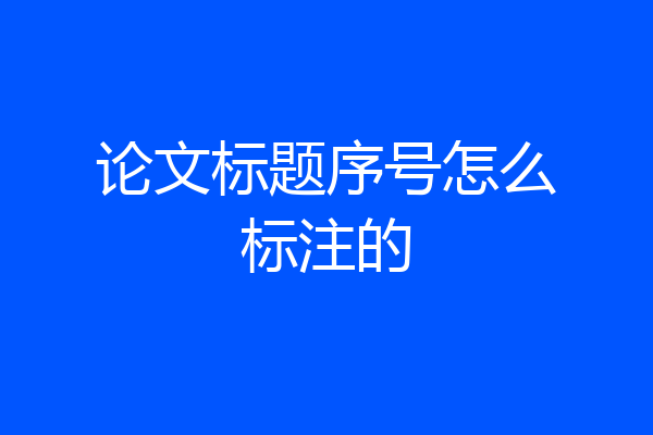 论文标题序号怎么标注的