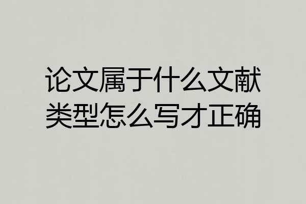 论文属于什么文献类型怎么写才正确