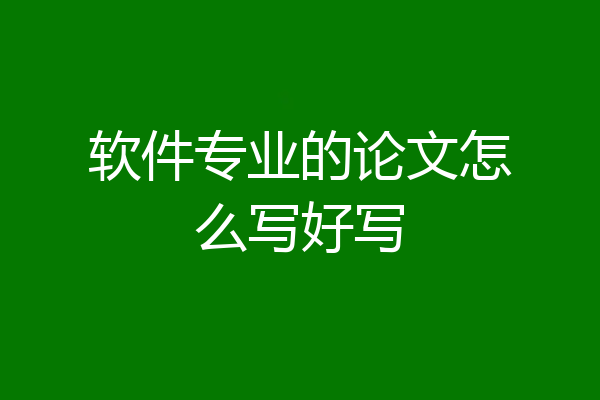 软件专业的论文怎么写好写