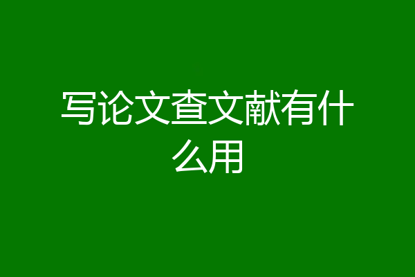 写论文查文献有什么用