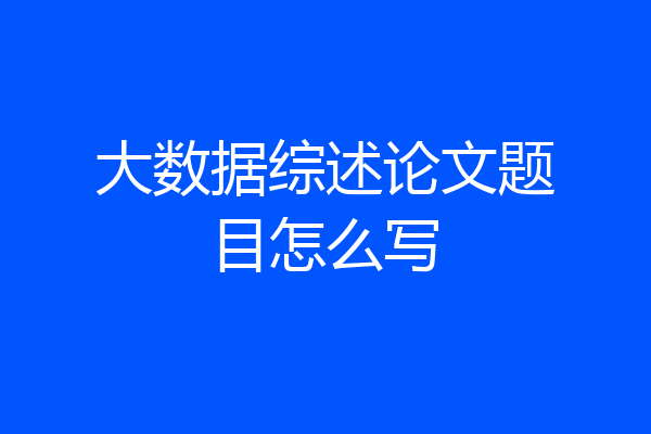 大数据综述论文题目怎么写