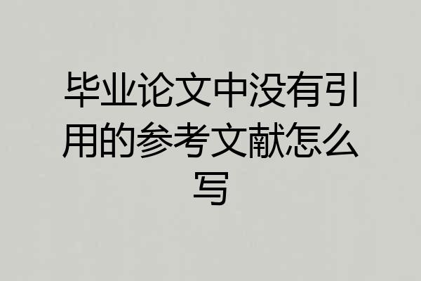 毕业论文中没有引用的参考文献怎么写