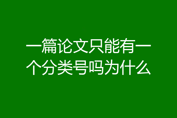 一篇论文只能有一个分类号吗为什么