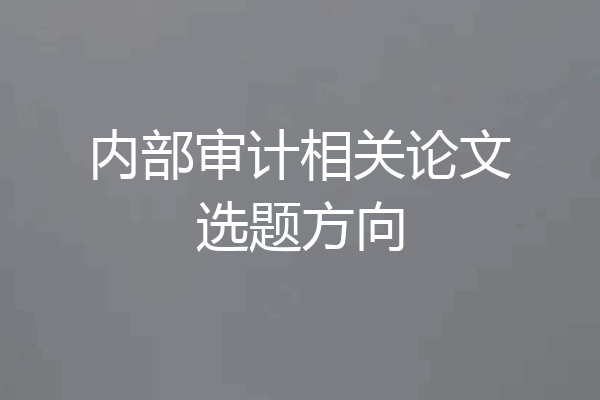 内部审计相关论文选题方向