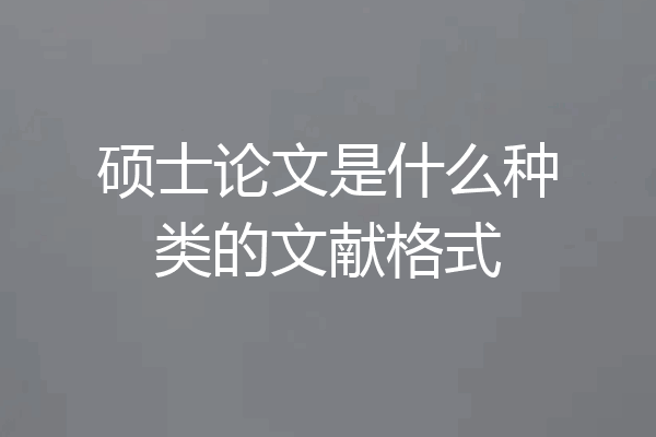 硕士论文是什么种类的文献格式