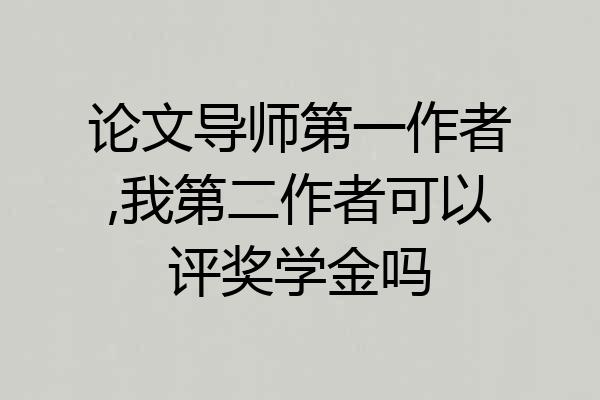 论文导师第一作者,我第二作者可以评奖学金吗