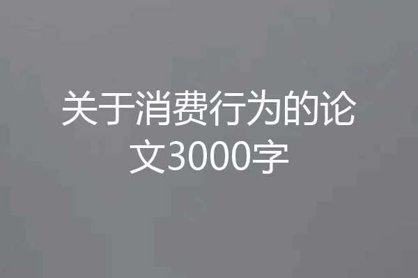 关于消费行为的论文3000字