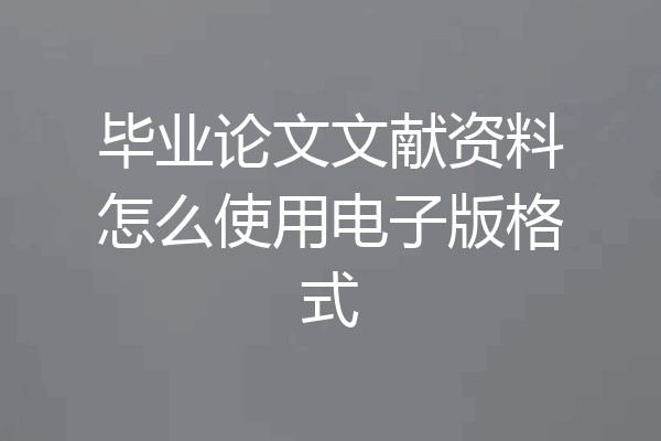 毕业论文文献资料怎么使用电子版格式
