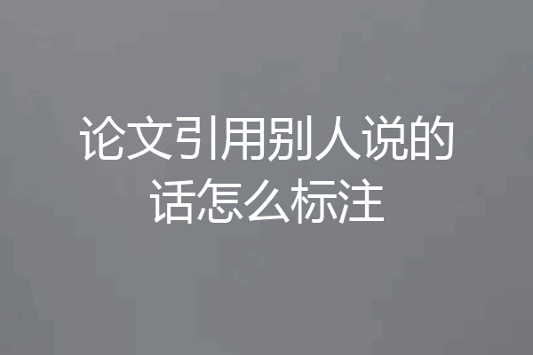 论文引用别人说的话怎么标注