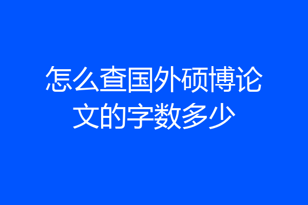 怎么查国外硕博论文的字数多少