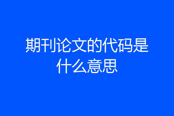 期刊论文的代码是什么意思