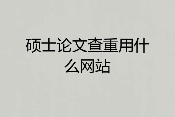硕士论文查重用什么网站