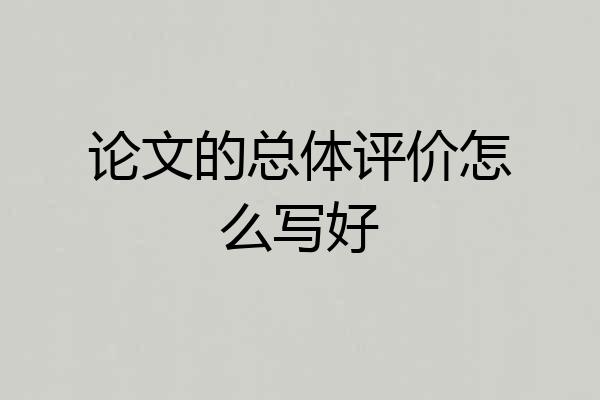 论文的总体评价怎么写好