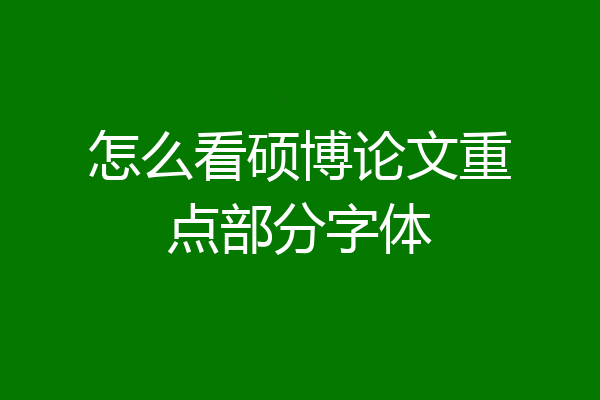 怎么看硕博论文重点部分字体