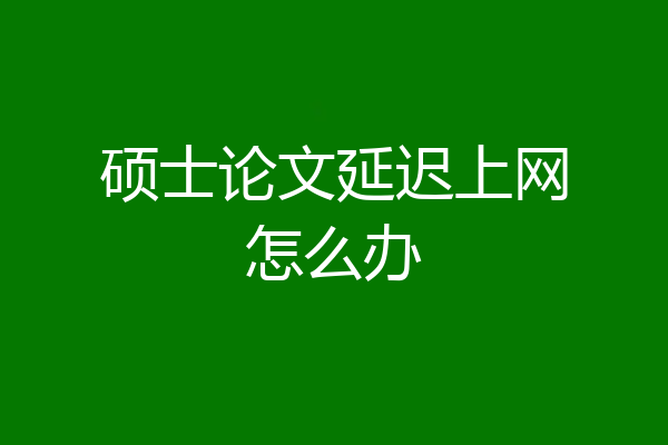 硕士论文延迟上网怎么办