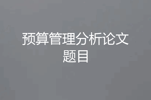 预算管理分析论文题目