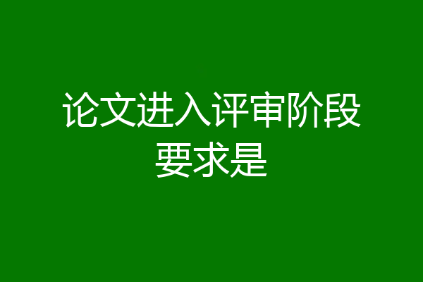 论文进入评审阶段要求是