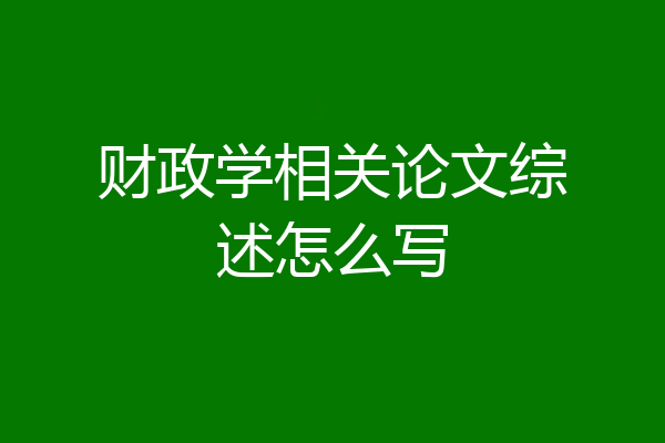 财政学相关论文综述怎么写