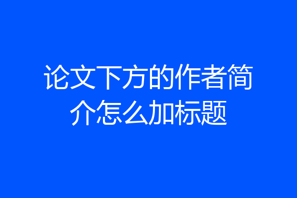 论文下方的作者简介怎么加标题