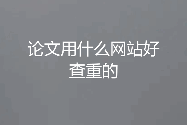 论文用什么网站好查重的