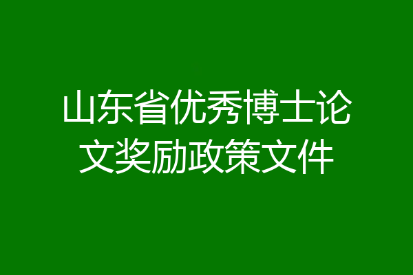山东省优秀博士论文奖励政策文件