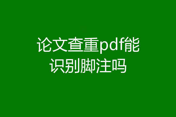 论文查重pdf能识别脚注吗